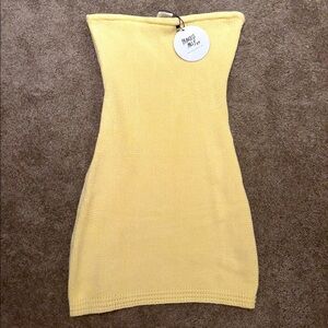 Princess Polly Flow Strapless Mini dress Yellow